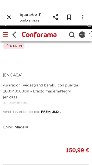 Aparador de salón Conforama bambú, está embalado.