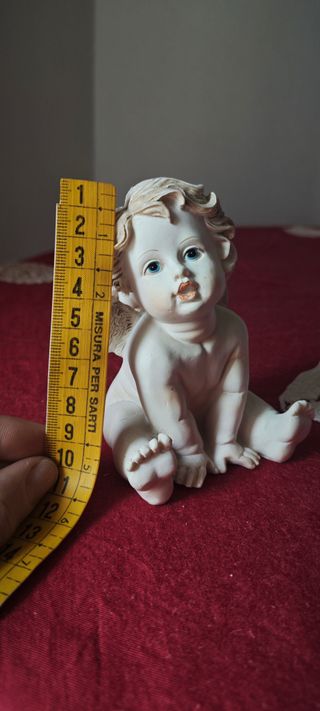 Statuetta Angioletto Cherubino Bianco Resina