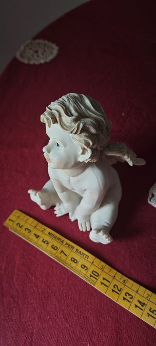 Statuetta Angioletto Cherubino Bianco Resina