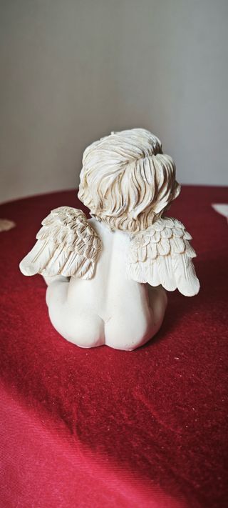 Statuetta Angioletto Cherubino Bianco Resina