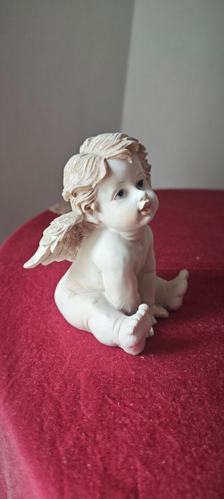 Statuetta Angioletto Cherubino Bianco Resina