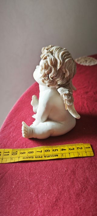 Statuetta Angioletto Cherubino Bianco Resina