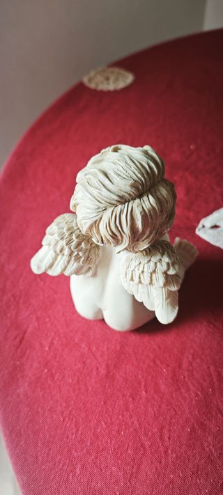 Statuetta Angioletto Cherubino Bianco Resina