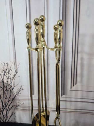 Juego Herramientas Chimenea Latón Macizo