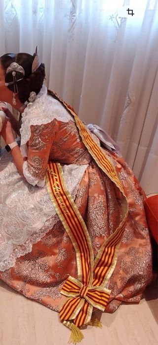 Traje de Fallera completo plata y rosa