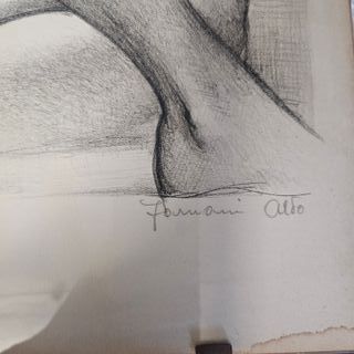 Disegno a matita firmato donna nudo