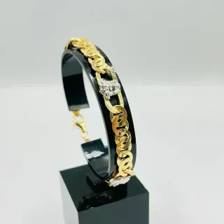 PULSERA TIPO CARTIER MEDUSA GRECA BICOLOR.Oro18K.