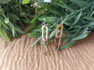 Pendientes largos eslabones dorados y plateados