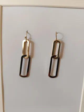 Pendientes largos eslabones dorados y plateados