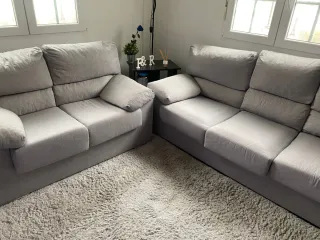 Sofá gris de tela, poco uso