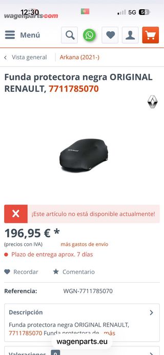 Funda Coche Renault Arkana Original