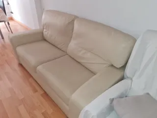 Sofá Beige 2-3 Plazas Piel