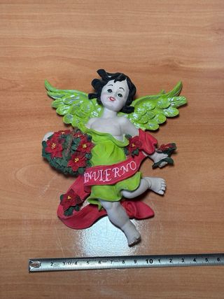 Ángel de pared cerámica pintado a mano