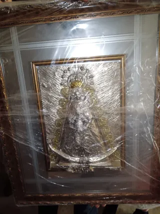 Cuadro Virgen María Plata y Oro