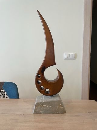 Escultura Madera y Piedra Abstracta