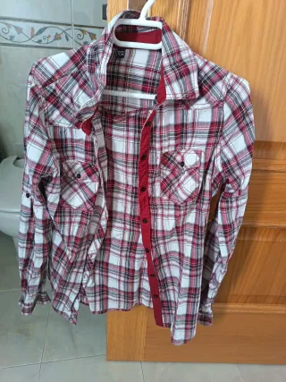 Camisa cuadros mujer roja y blanca