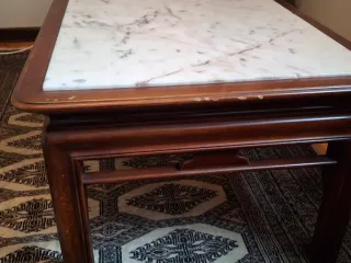 Mesa centro mármol y madera maciza