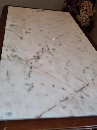 Mesa centro mármol y madera maciza