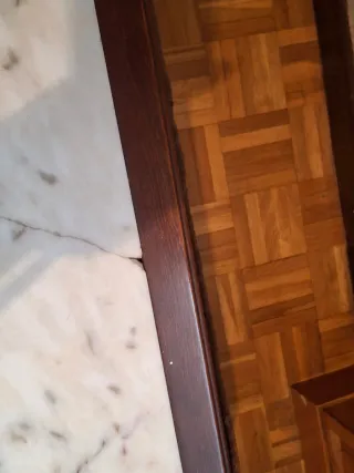 Mesa centro mármol y madera maciza