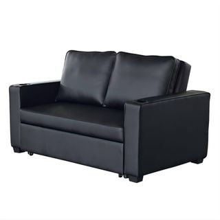 Sofá Cama Piel Sintética Negro 87x94x150cm
