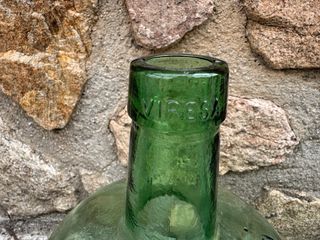 2 antiche bottiglie damajuana verdi