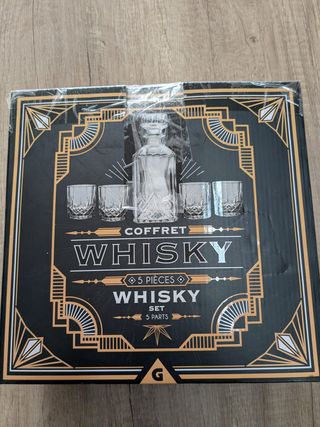 Juego Botella y Vasos Whisky Cristal
