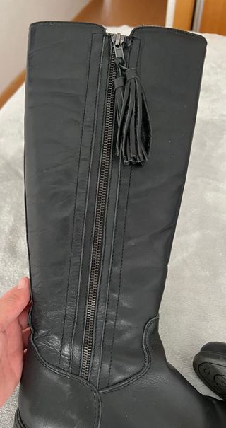 Botas altas negras cuero con cremallera