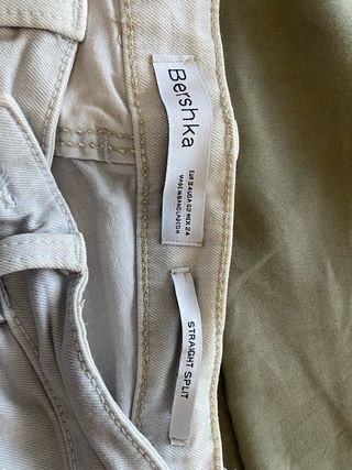 Pantalón Stradivarius pata ancha beige XS