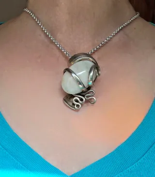 Colgante vintage piedra natural plata