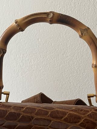 Zaino pelle e bamboo marrone