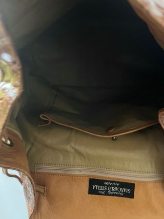 Zaino pelle e bamboo marrone