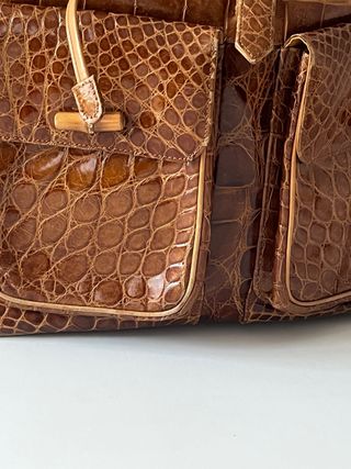 Zaino pelle e bamboo marrone