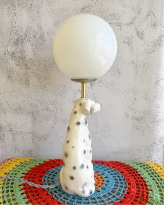 Candeeiro Cão Dalmata Cerâmica Retro