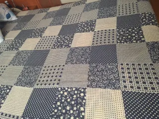 Colcha 90cm azul y blanco