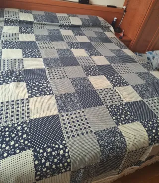 Colcha 90cm azul y blanco