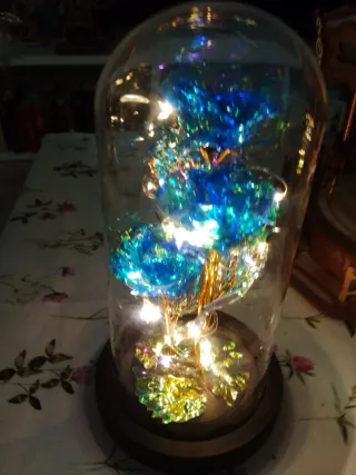 Lámpara Rosa Eterna Azul Cristal