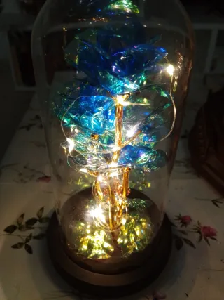 Lámpara Rosa Eterna Azul Cristal