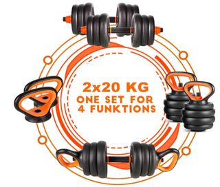 Juego Mancuernas Pesas 2 x 20Kg + REGALO