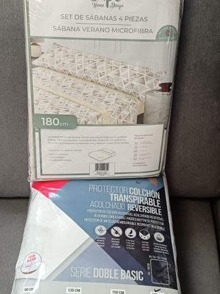 Juego Sábanas 180cm + Protector Colchón