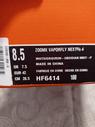 Nike ZoomX Vaporfly Next 4 Talla 42 y 42.5