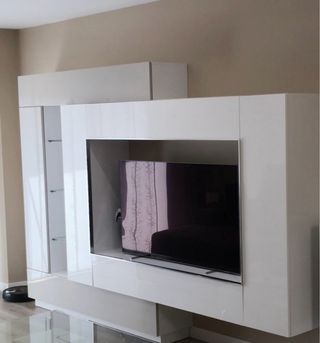 Mueble TV diseño blanco-crema brillo 3m