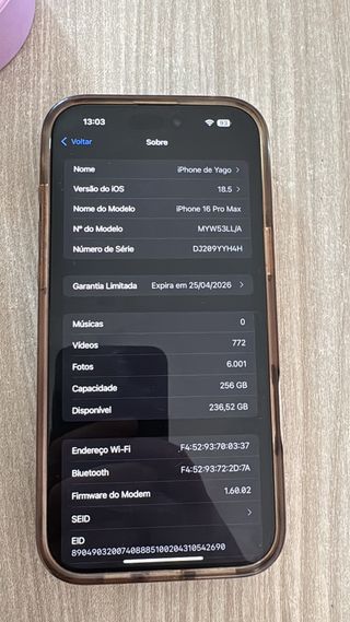 iPhone 16 Pro Max 256GB Azul/Dorado
