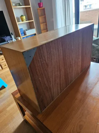 Mueble bar de roble con puerta abatible