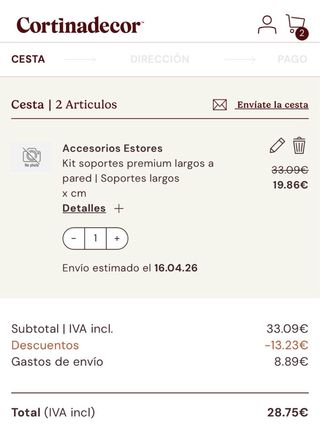 Kit Soportes Estores Premium Largos