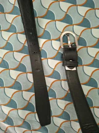 Cintura donna sottile nera fibbia argento