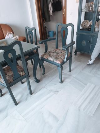 Conjunto Comedor Vintage Azul.NO ENVIOS