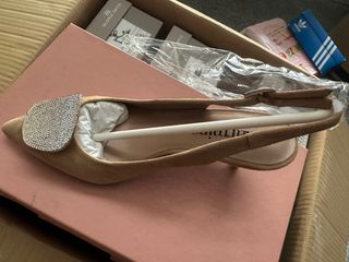 Zapatos Naimine Piel Beige Talla 36 Adorno Strass