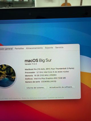 MacBook Pro 2017 13" i5 16GB RAM 256GB SSD