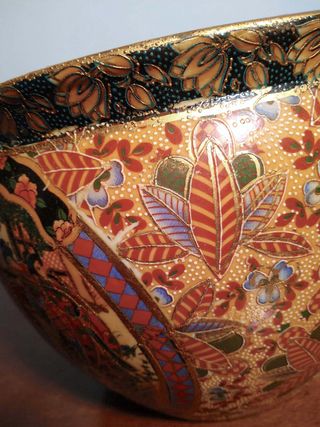 Vaso Ceramica Satsuma Geishe Oro Multicolore