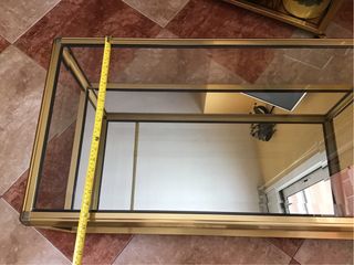 Mesa Centro Aluminio y Cristal Dorada